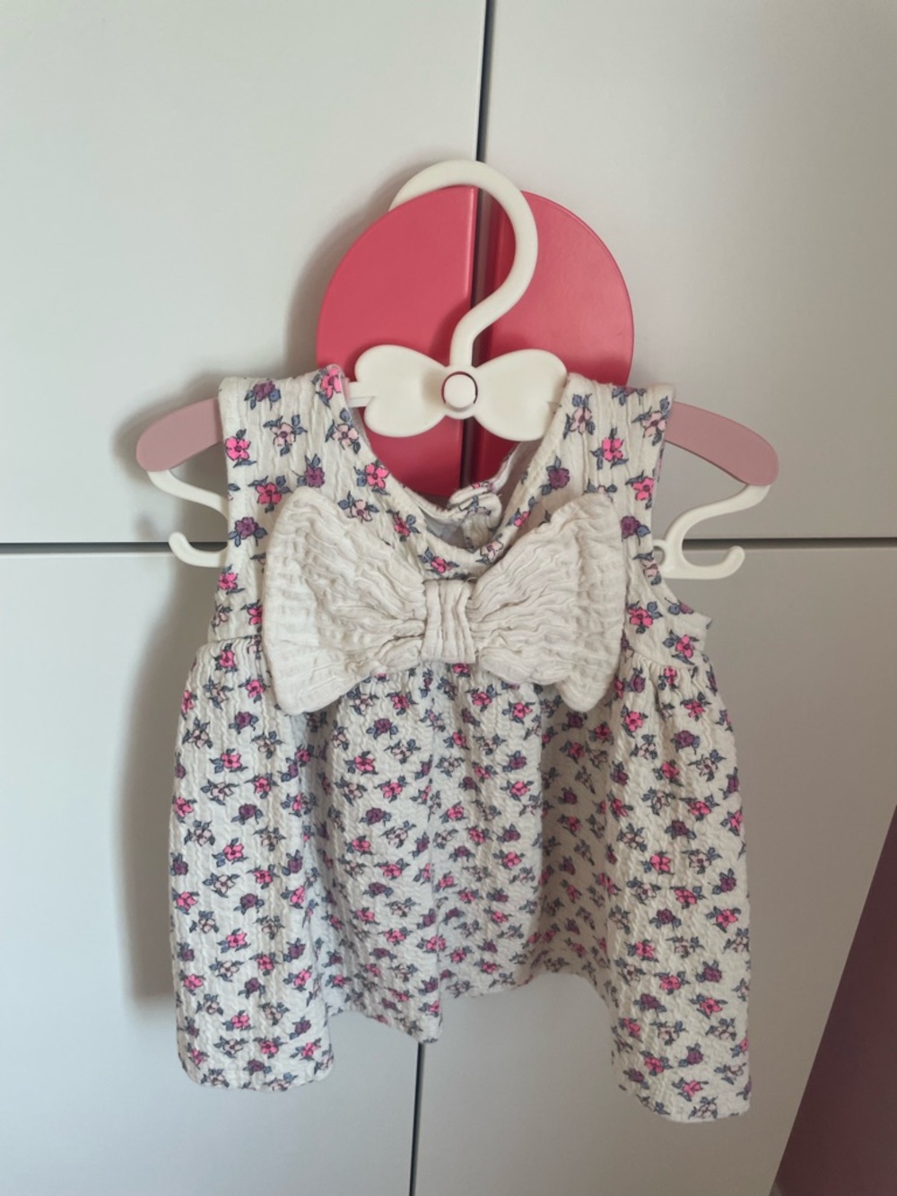 Zara Cream Floral Baby Dress with Pink and Purple Flowers